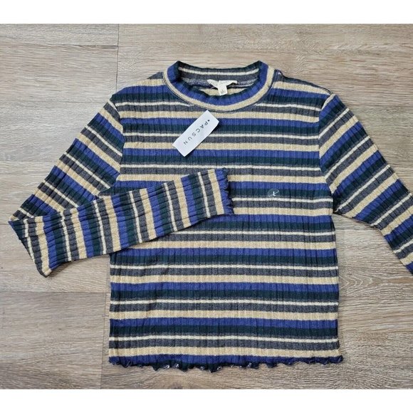 NEW - PACSUN LA Hearts Women's Large Fitted Ribbed Stretch Knit Long Sleeve Top - Picture 1 of 8